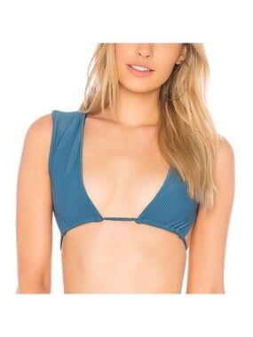 Frankies Bikinis Shea Ribbed Top Blue Teal Women’s Size Medium